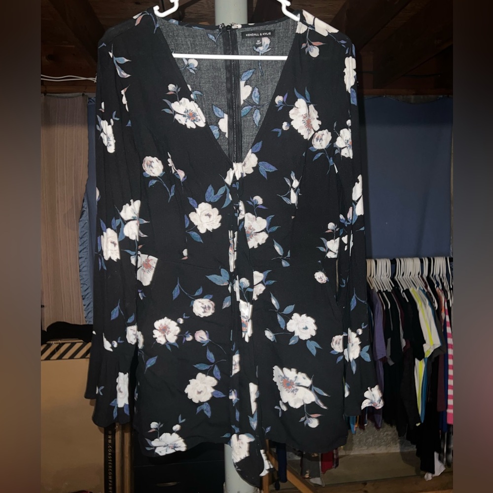 Kendall & Kylie Black Floral Long Sleeve Jumper/ Romper